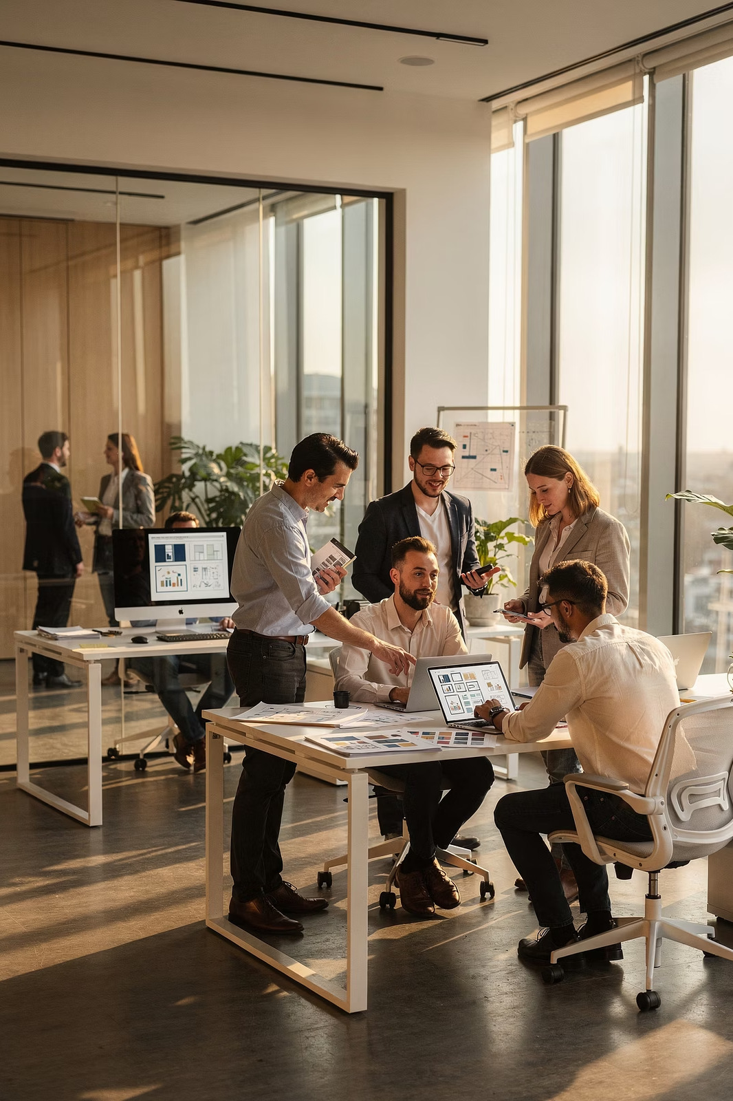 JointViews team of creative professionals collaborating in a modern open-plan office